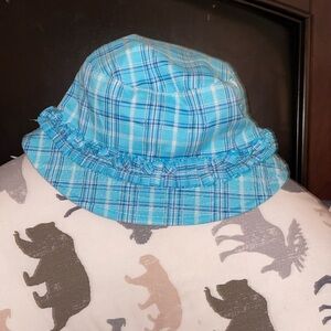 Plaid Blue Toddler Girls Bucket Hat